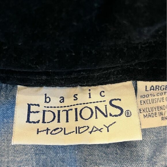 Basic Editions Holiday Shirt Size Large Denim Chambray Christmas W… - Picture 7 of 9